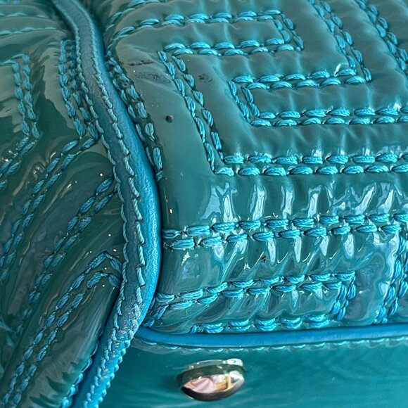 Gianni Versace Couture Turquoise Patent Leather Shoulder Bag - Preowned - Picture 6 of 16
